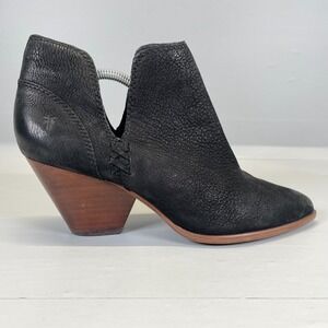 Frye Reina Cut Out Bootie Ankle Boots Womens Size 7.5 Black Leather Slip On Shoe